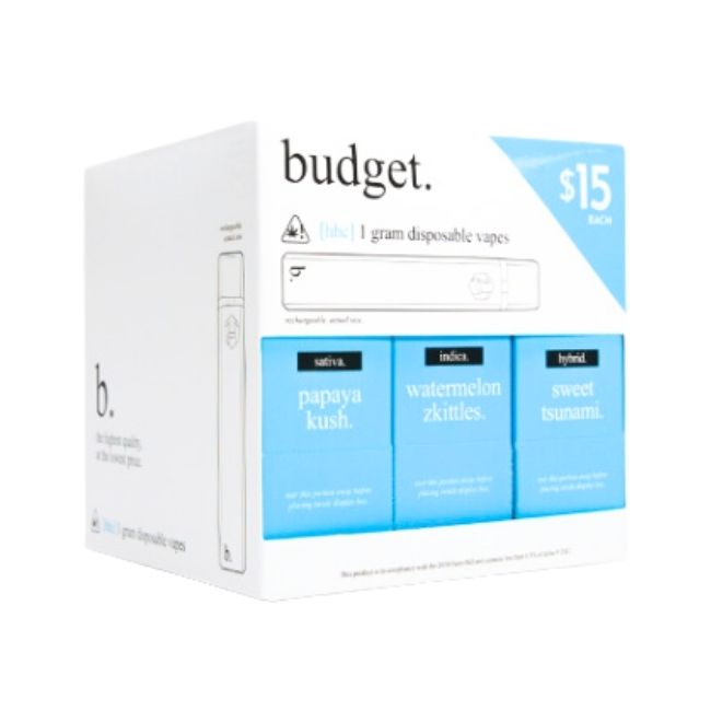 BUDGETHHC1GMDI BUDGET THC-A BLEND 1GM DISPOSABLE VAPES ASSORTED NEW FLAVORS 30CT/ BOX