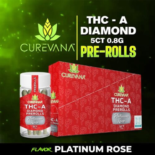 CUREVANA THC-A DIAMOND PRE ROLLS 0.8GM 5 NEW JOINTS JAR 4CT/BOX