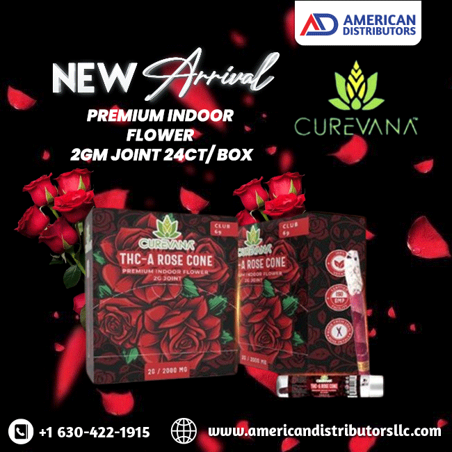 CURETHCAROSECOng CUREVANA THC-A ROSE CONE PREMIUM INDOOR FLOWER 2GM NEW JOINT 24CT/ BOX