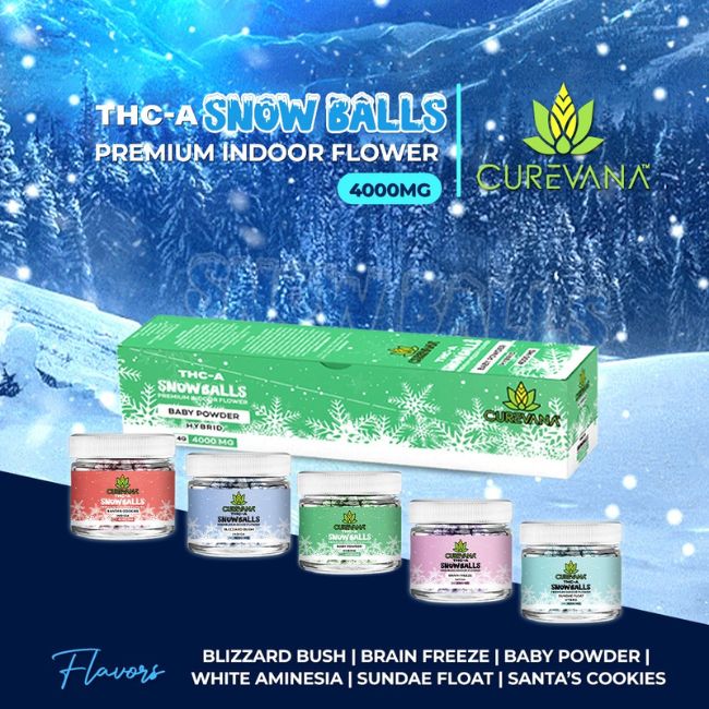 CURETHCASB4GM CUREVANA THC-A SNOW BALLS PREMIUM 4GM NEW INDOOR FLOWER 4CT/ BOX